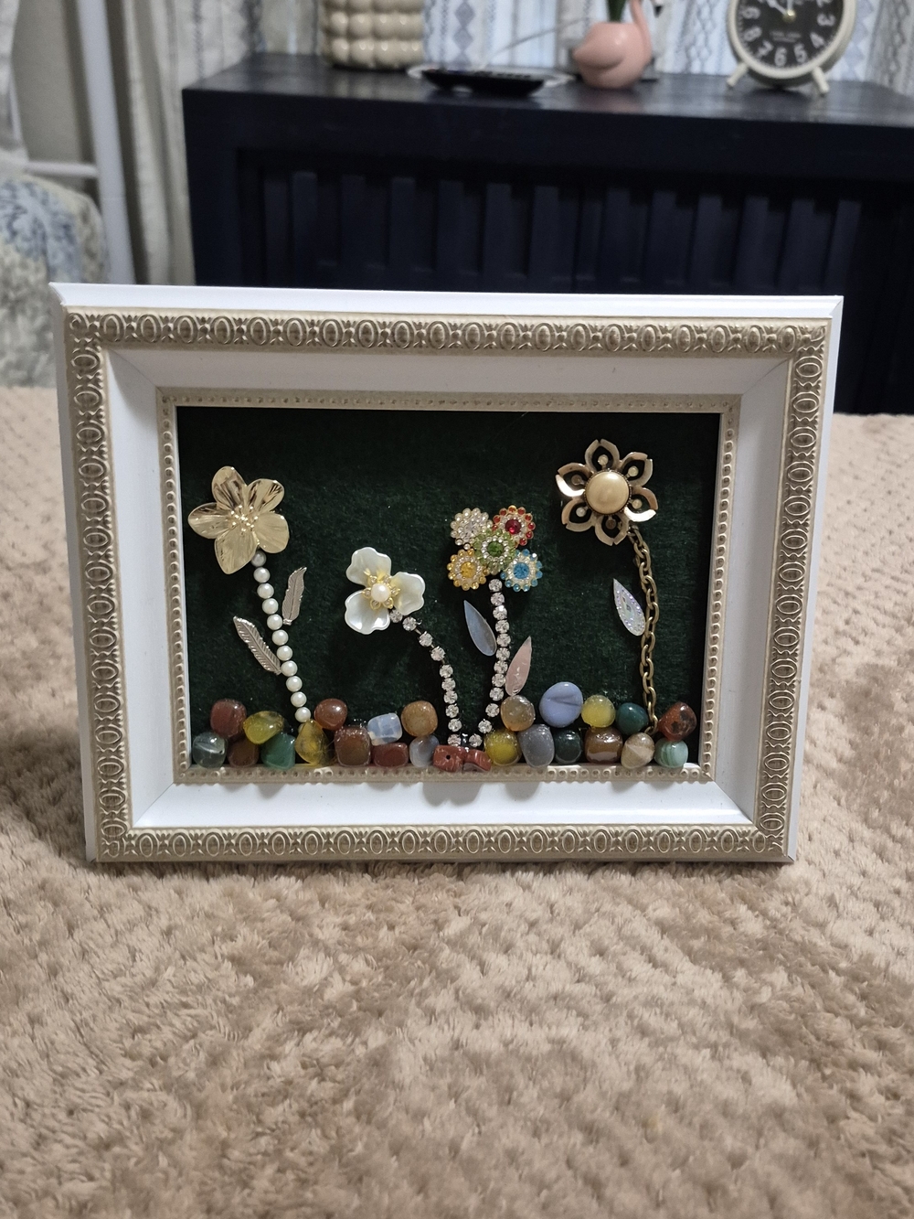 Framed Floral Jewel Art - Multicolor Accents